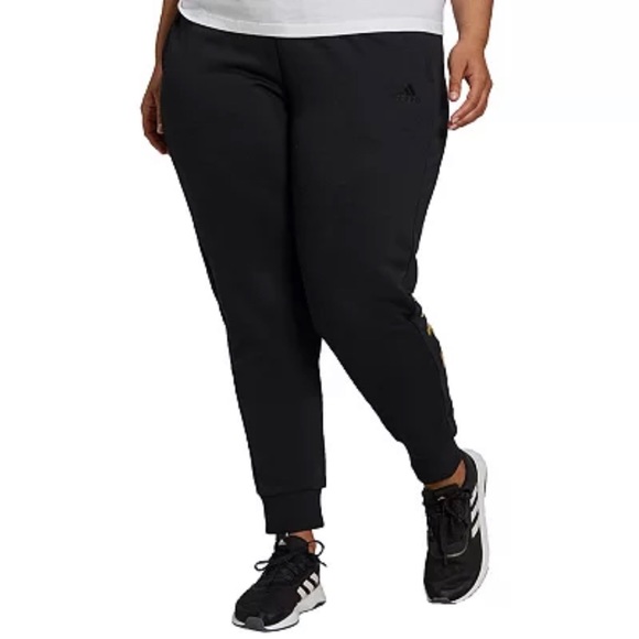 adidas Plus Size Black & Gold Linear French Terry Joggers size 2X - Picture 5 of 8